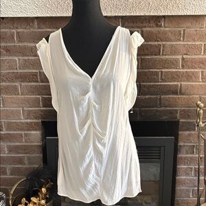 Zara White Ruched Blouse